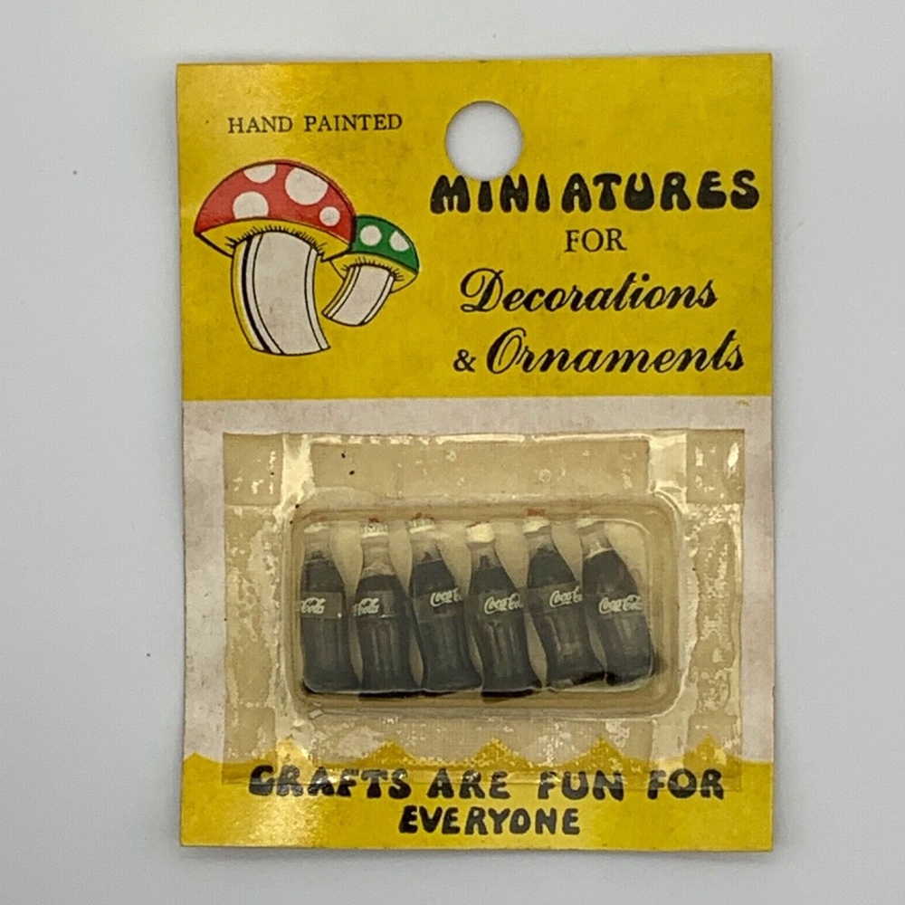 Vintage Dollhouse Miniature Hand Painted Old Fashioned Coca Cola Bottles 6 pcs